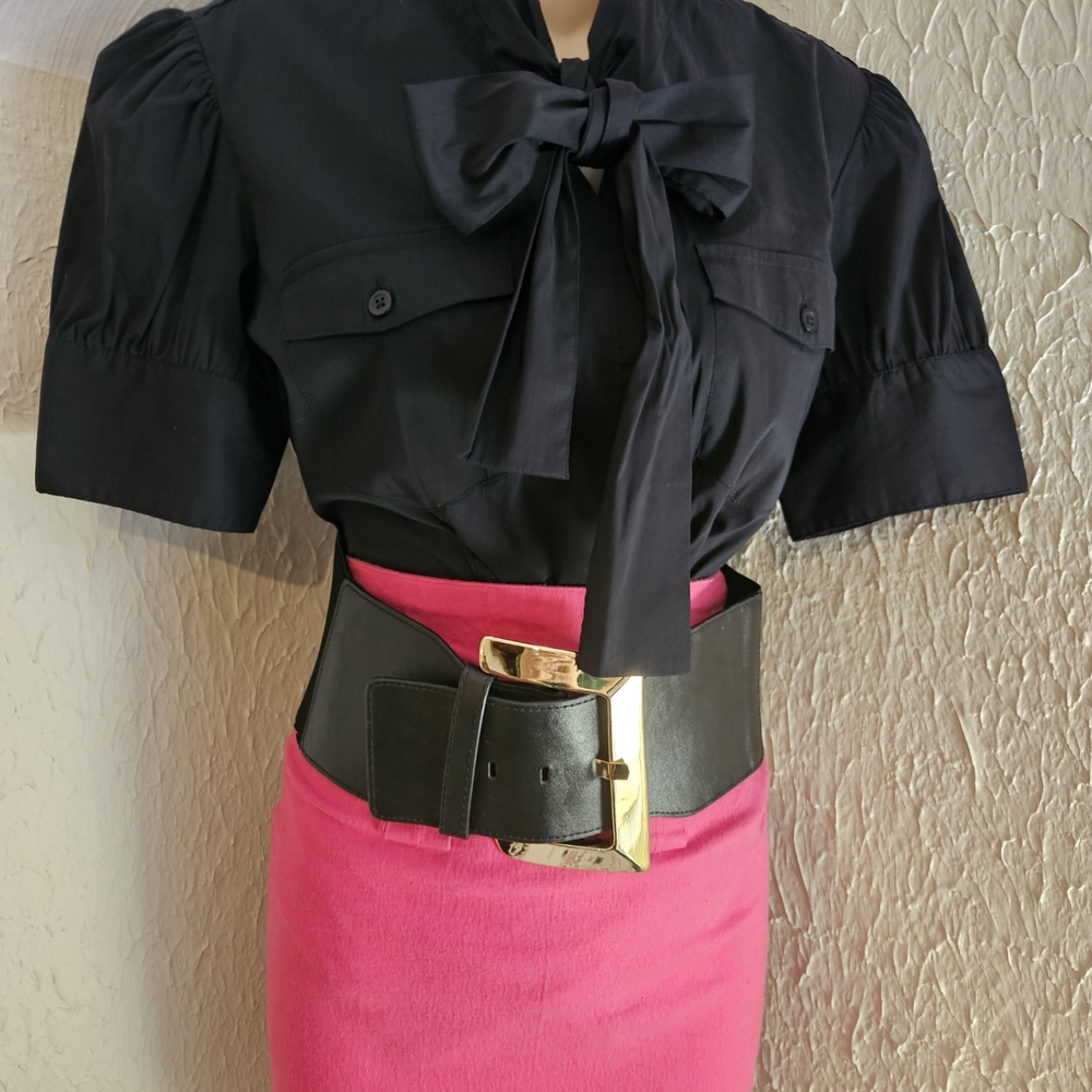 Moda International Short Sleeve Bow Blouse